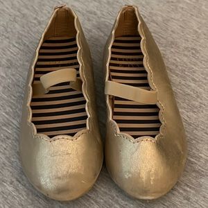 2/$10 Crown & Ivy Toddler Gold Slip on Shoes Flats Ballet Dance Dressy Dress Up